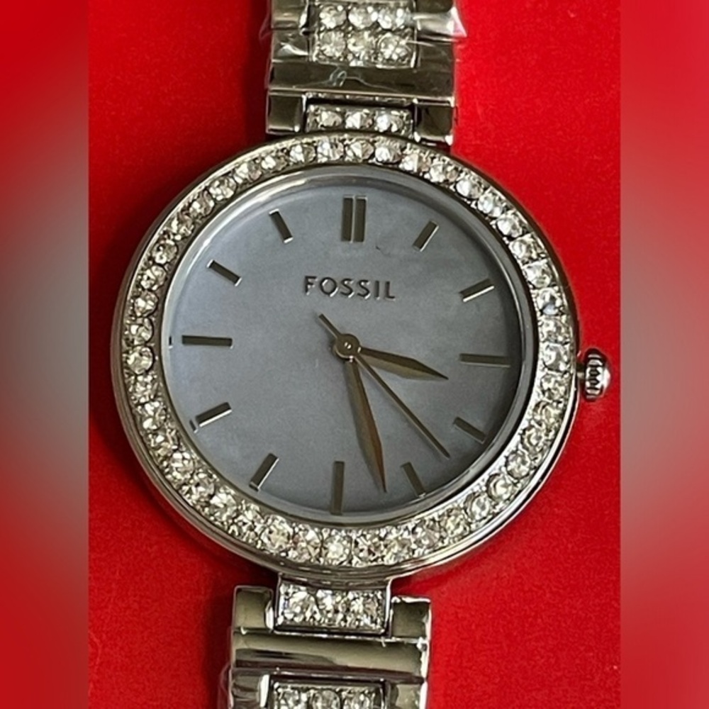 FOSSIL Watch,Fossil Silver Watch with Crystal Accents,Women’s Watch.